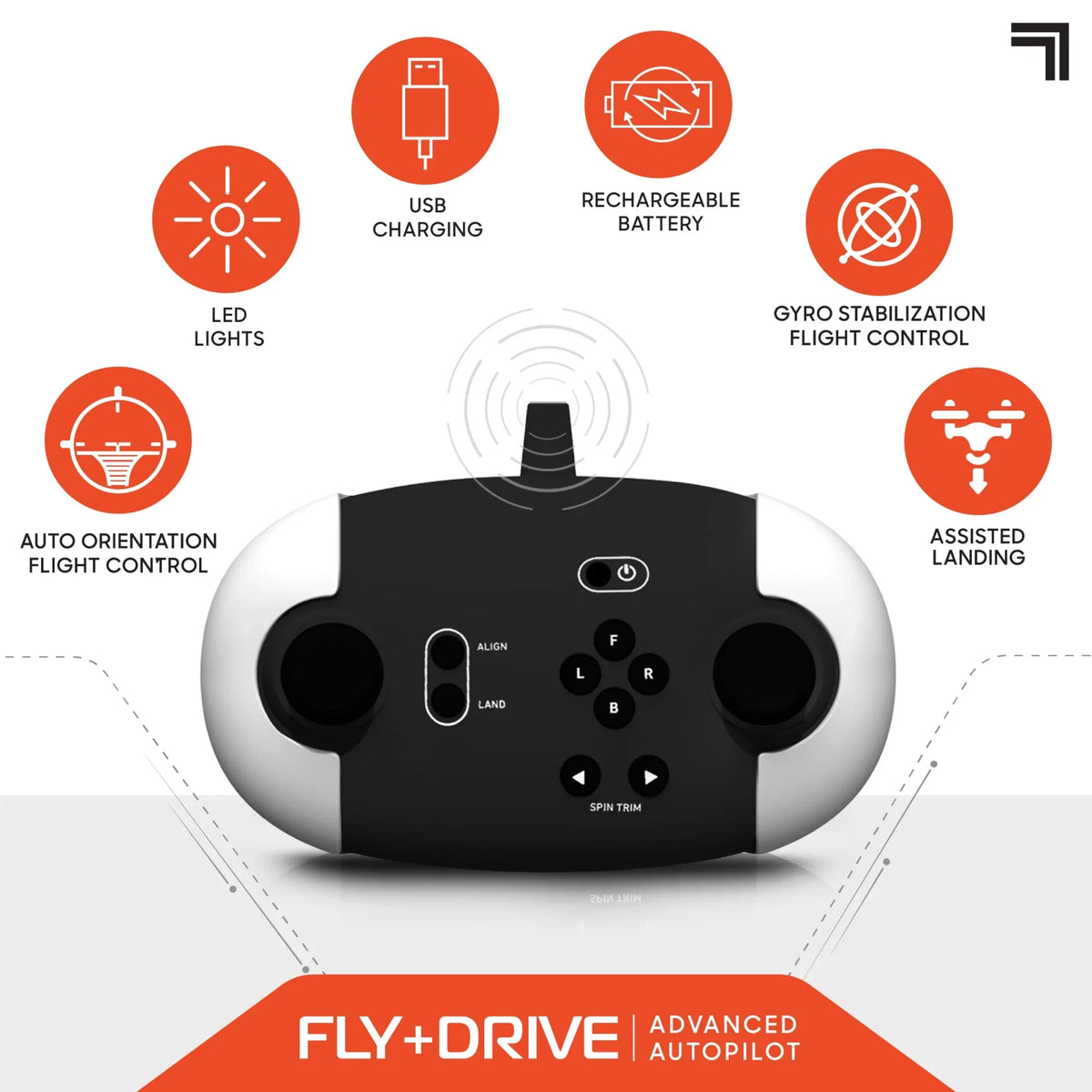 '+ Drive Rechargeable Max RC, Fly SHARPER IMAGE Control 215ft Long and Drone Function 5in 250ft Range Altitude, Dual