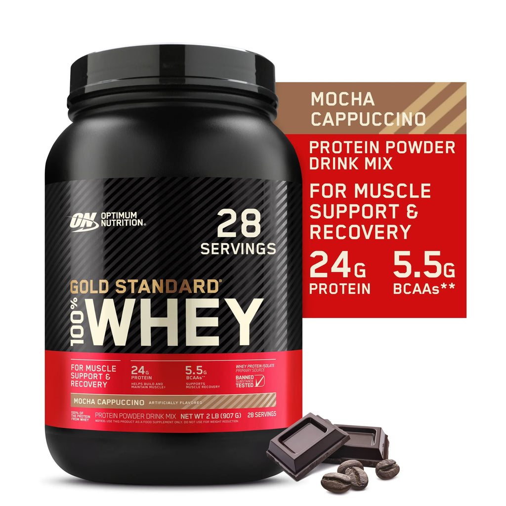 28 Servings Whey Gold 2 Standard Cappuccino, Powder, Optimum lb, Nutrition, 100% Mocha Protein