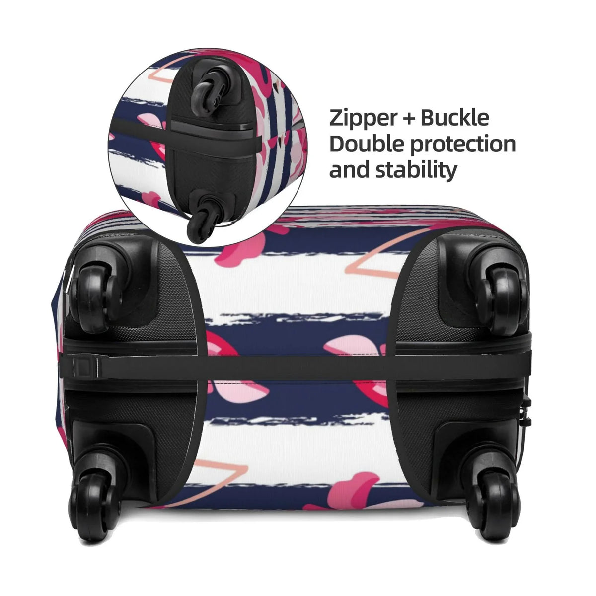 Cover Protector Travel Dark Dust-Proof Ocsxa And Stripes Print Cover Suitcase 18-32inch Blue For Flamingos Luggage Pink