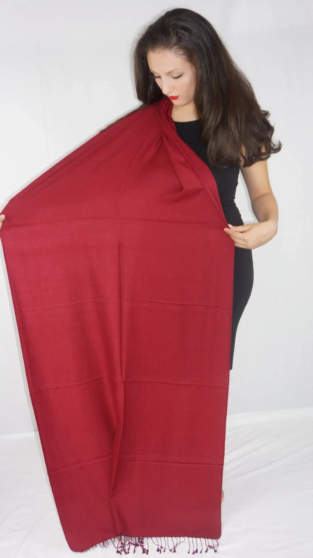 Shawl) (Wine Shawl/Cashmere Scarf/Wool/Silk Shawl/Shawls/Scarf/Scarves/Wrap/Stole/Muffler/Cape/Ruana/Blanket/Throw/Pashmina Red Regular
