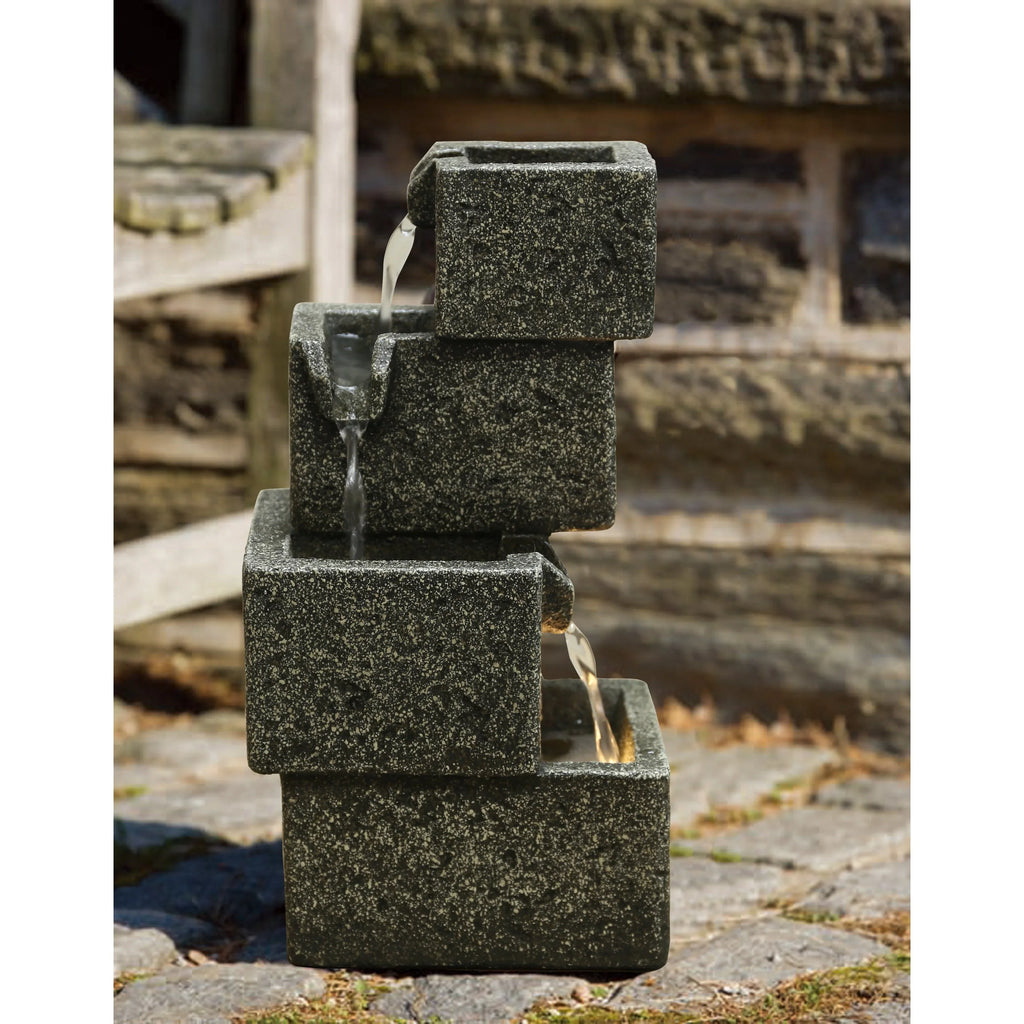 LED White Fountain Warm With Crates Concrete Lights