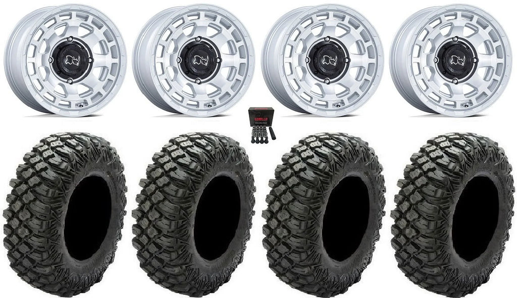 KingQuad Black Tires Kawasaki Yamaha Honda Brute Wheels Si Rhino XR 14" Rhino Chamber Force Crawler 30" Suzuki Rincon