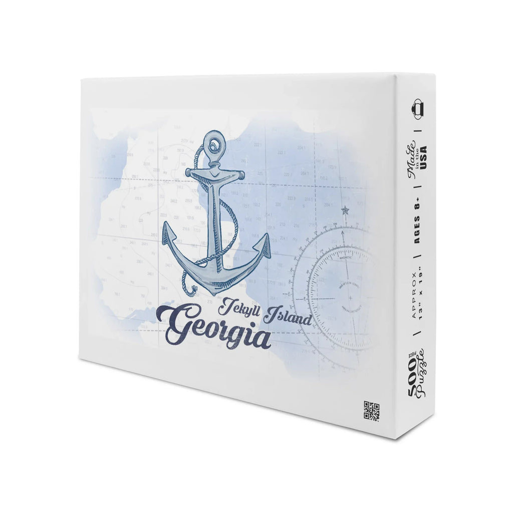 for Piece Anchor, Family, Georgia, in and Island, 500 Puzzle Blue, inches, Icon Coastal (19x27 Jigsaw Adults Premium Made Jekyll USA)