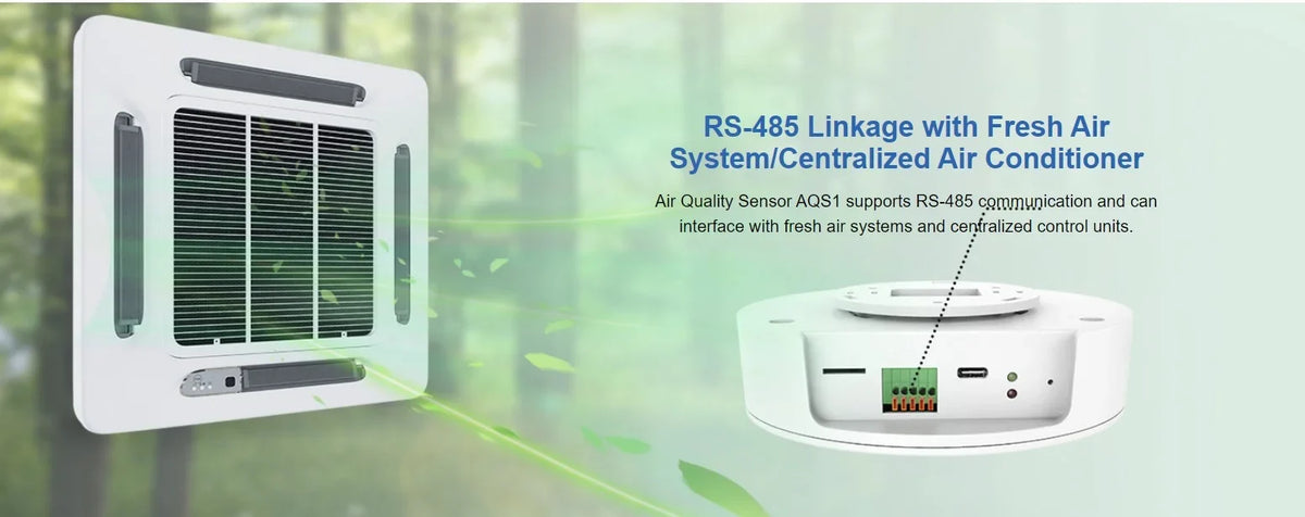 & TVOC, PM1/2.5/10, Monitor Air Temperature Quality UbiBot Humidity, 9-in-1 Connectivity AQS1 Multiple CO2/CO2e, WiFi/RS485/LAN Alerts, -
