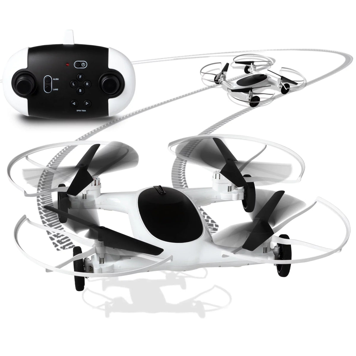 '+ Drive Rechargeable Max RC, Fly SHARPER IMAGE Control 215ft Long and Drone Function 5in 250ft Range Altitude, Dual