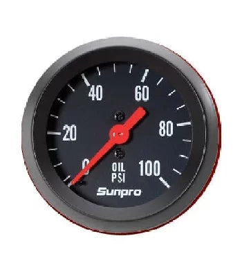 0-100 Black New / Bezel Pressure Oil Sunpro Gauge PSI 2" CP8216 Mechanical Black
