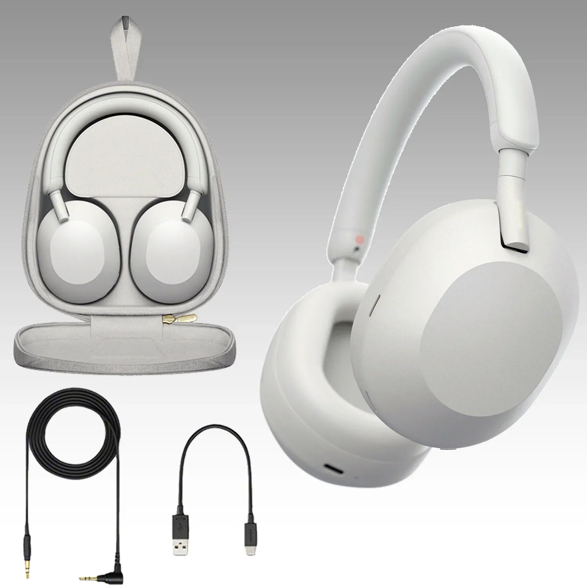 Headphones Ultimaxx Over-Ear & Noise-Canceling (Silver) Bundle) Essential Sony Gadget Wireless - Includes: Bundle Water-Resistant More (7pc WH-1000XM5 Backpack