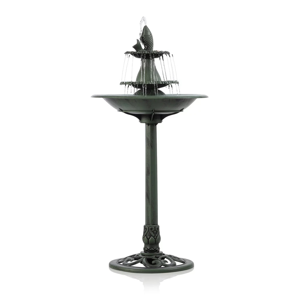 Plastic Bath, Pedestal Fountain Bird Alpine Corporation Green 3-Tier