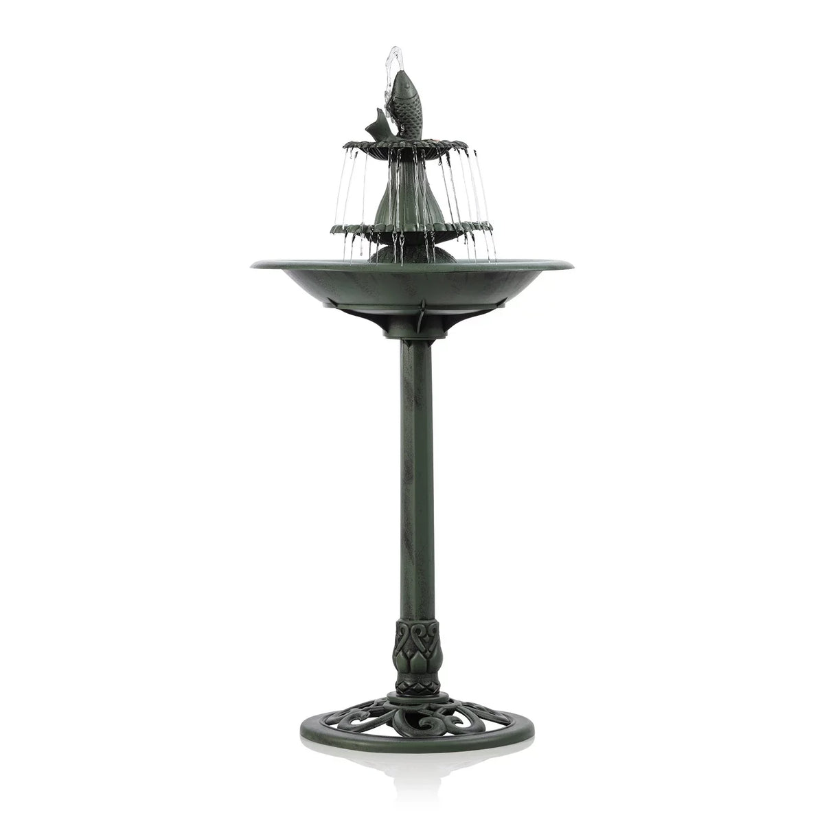 Plastic Bath, Pedestal Fountain Bird Alpine Corporation Green 3-Tier