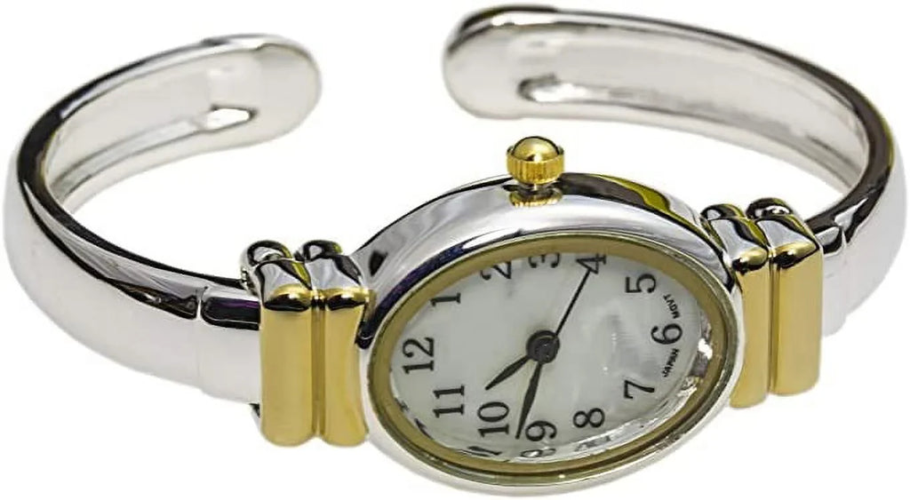 (Two-Tone) Women's Watches-Geneva Cuff 8200 Platinum 20mm Watch Excellent