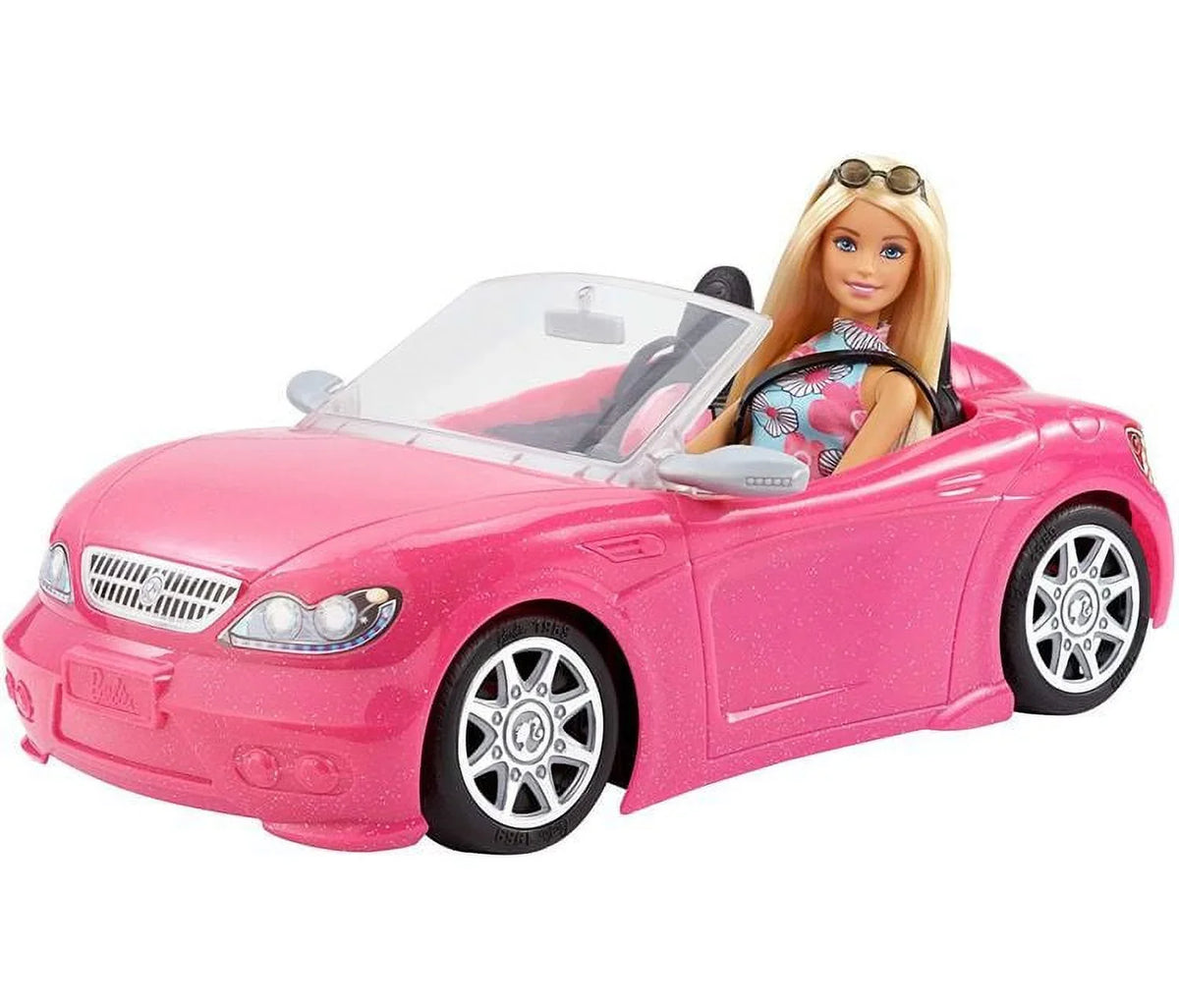 with and Doll Seat Wheels Convertible Pink 2 Car Rolling Barbie Collection