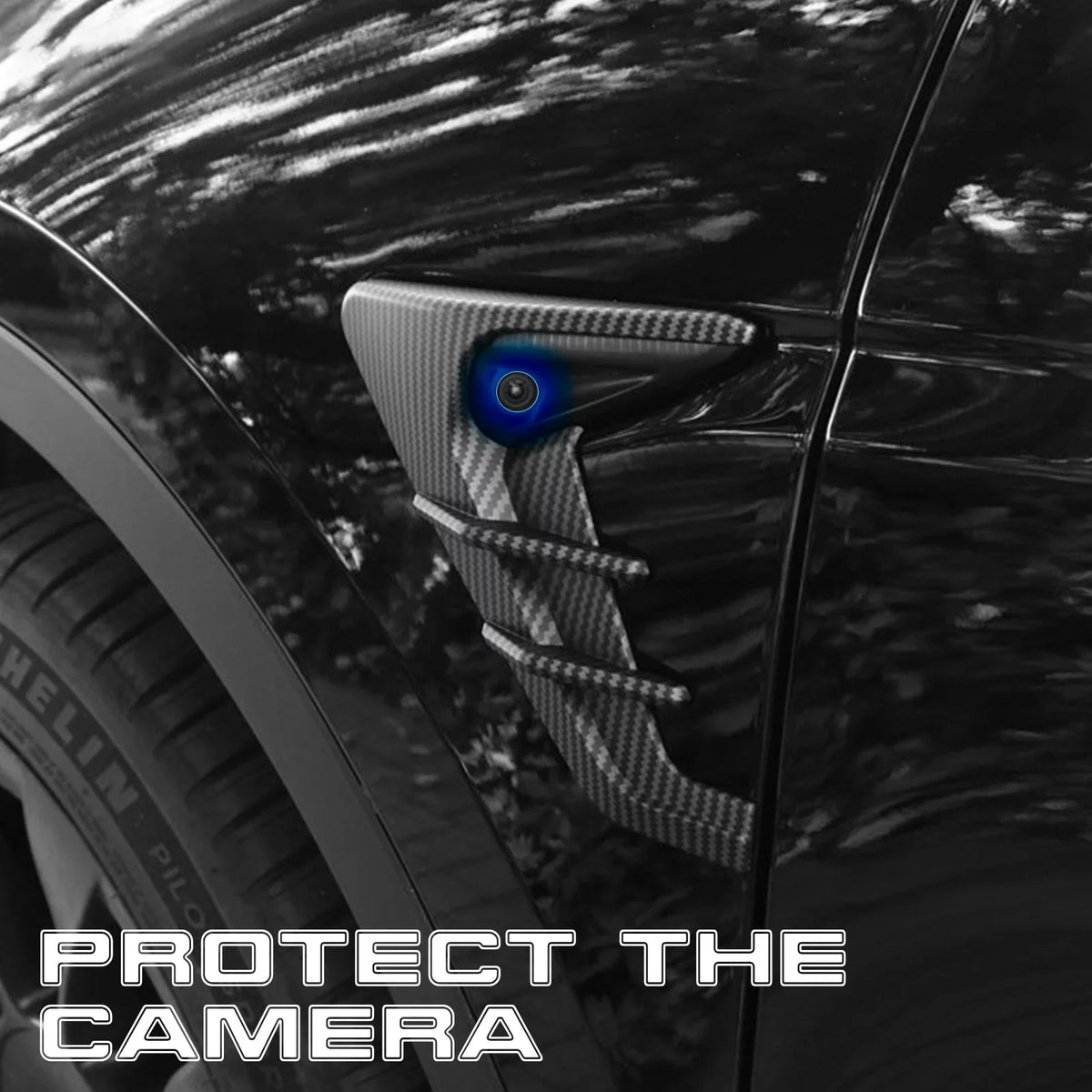 Model with Model 3 View Cover Trim, Turn Carbon Marker Tesla Camera Y Xotic Fiber Indicator Side Tech Signal Pattern, Compatible 2021+
