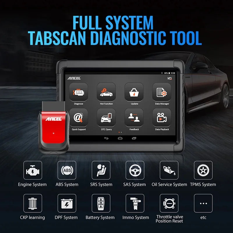 Automotive X6 Bluetooth System Reader Tool Scan OBD2 Auto Live OBD Scanner Bi-direactional Services Diagnostic Reset EOBD Automotive ANCEL Scan Diagnostic Car Scanner Tablet Car VIN 10 All Data Code