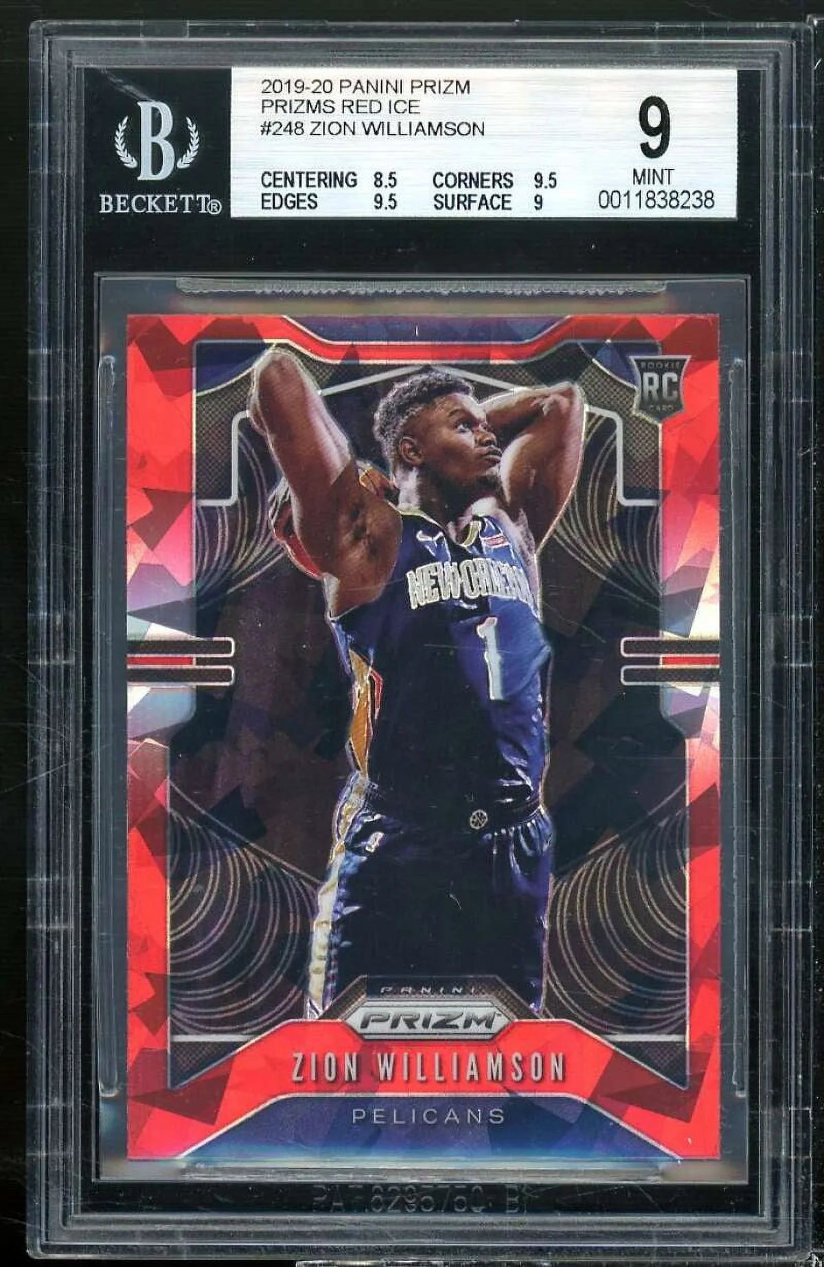 Prizm 9 2019-20 BGS Card Williamson Prizms Red Zion #248 Rookie Ice Panini