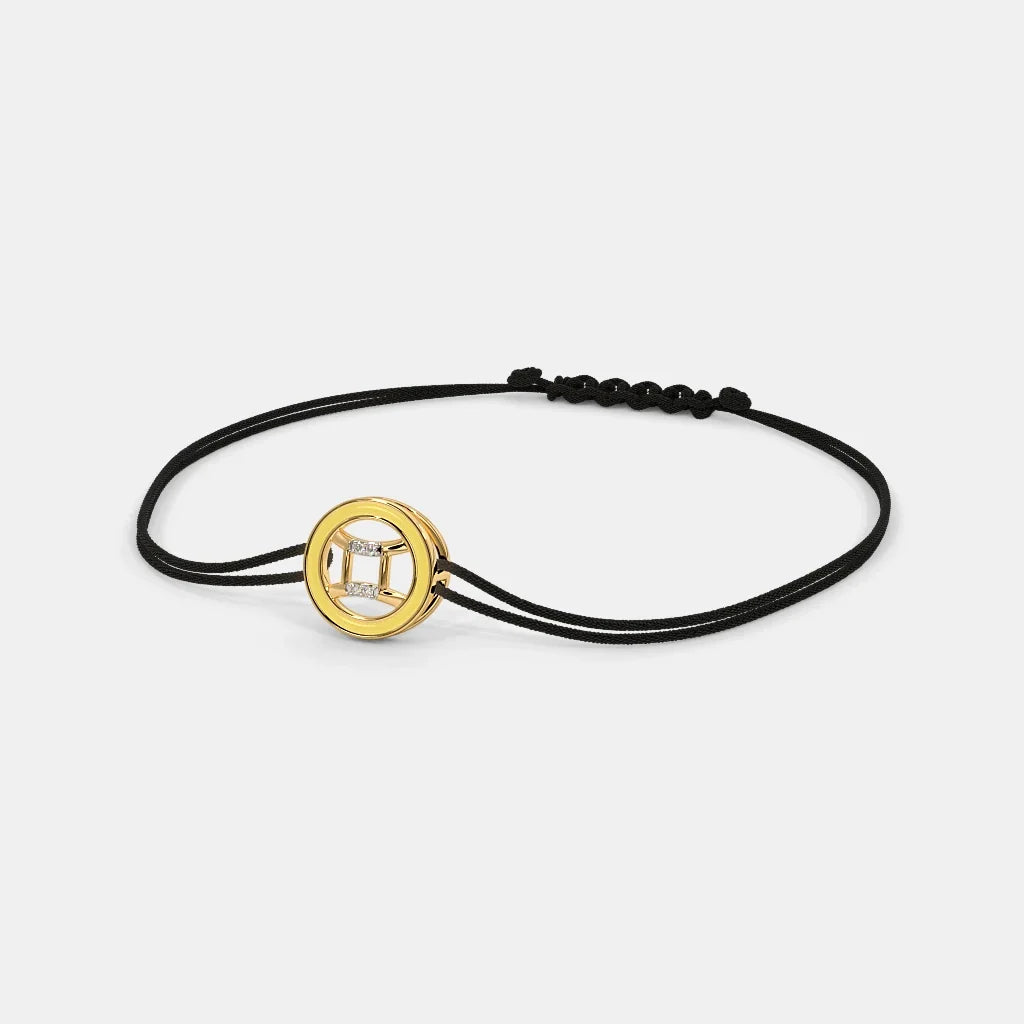 INDIA Cord Adjustable The Yellow Enid SILBERO Gold in - Bracelet Elegance 18Kt Gemini