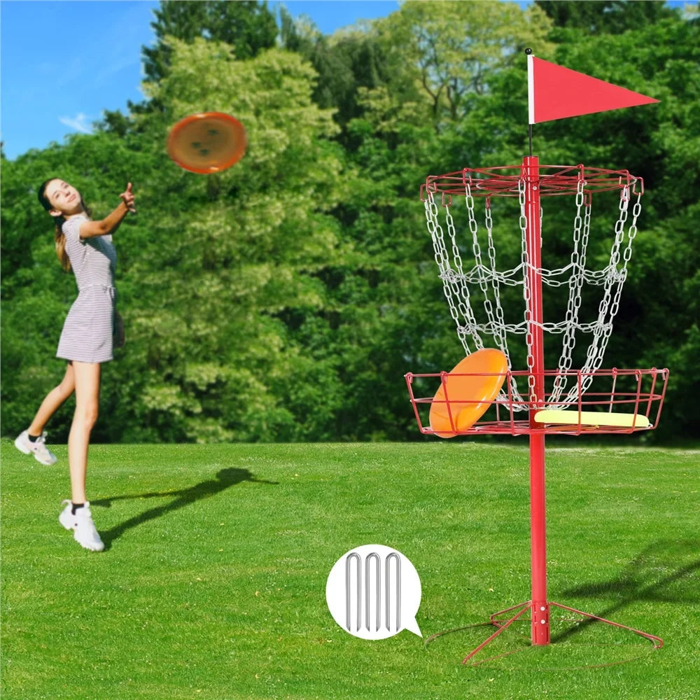 12-Chain Disc Metal Easyfashion Baske, Golf Red