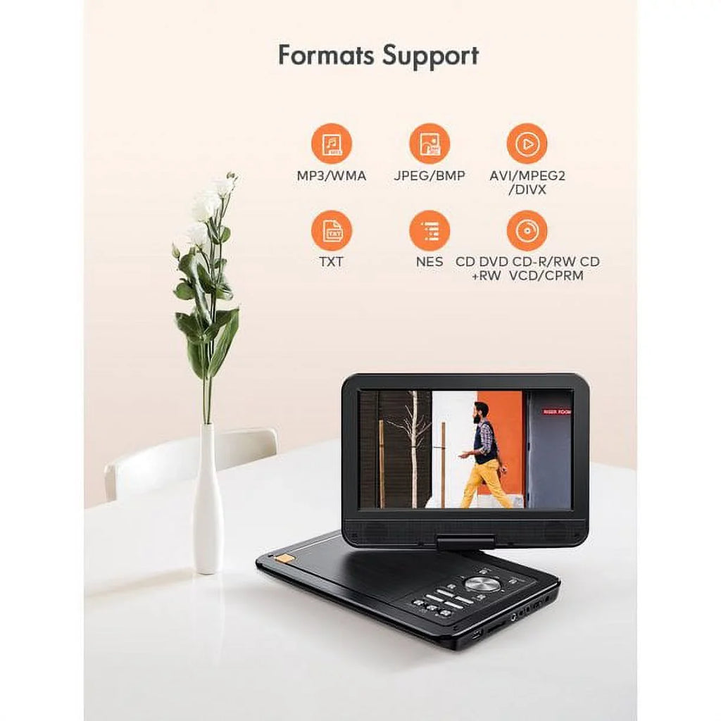 Hours Portable 9.5" Player Swivel with Yoton Kids and for HD 4-6 7.5" DVD Built-in Screen, Car, Battery