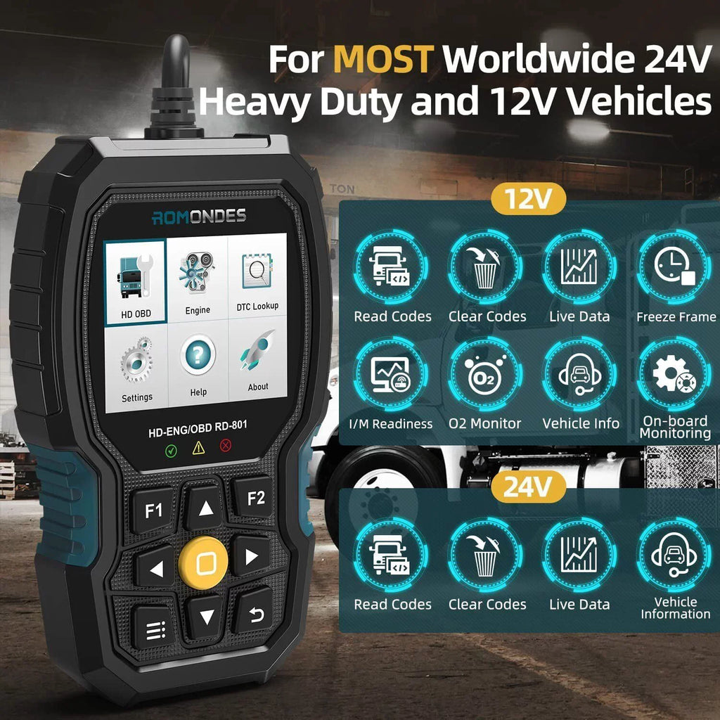 Oil Code Tools Diagnostic DPF Scanner Reset RD801 Truck Diesel Truck Heavy OBD2 Duty Scanner Romondes Reader