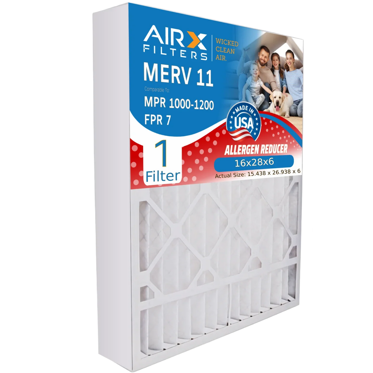 & MPR Single Furnace FILTERS MERV 16x28x6 1000, CLEAN 7 Filter Filter Air 11 FPR to Filter AIRX by with MPR 1 Comparable 401 Made USA Premium 16x28x6 AIR. Compatible 1200 Aprilaire WICKED