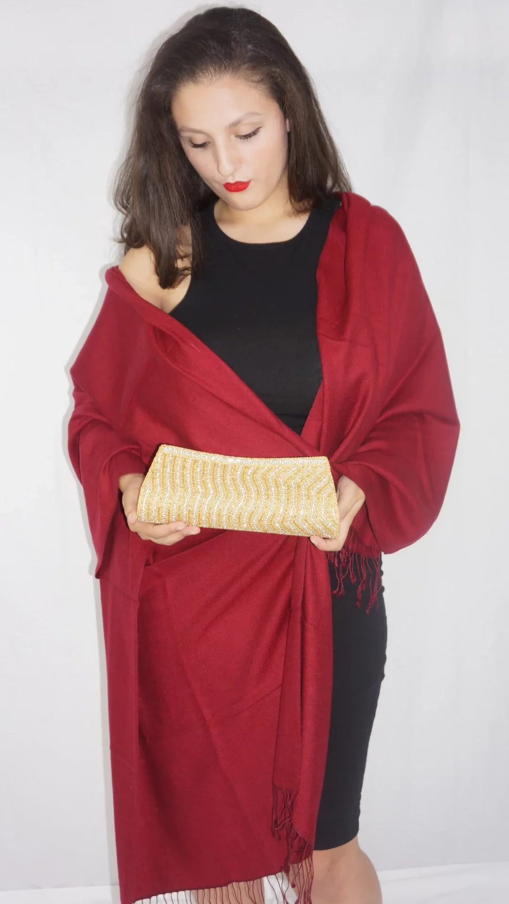 Shawl) (Wine Shawl/Cashmere Scarf/Wool/Silk Shawl/Shawls/Scarf/Scarves/Wrap/Stole/Muffler/Cape/Ruana/Blanket/Throw/Pashmina Red Regular