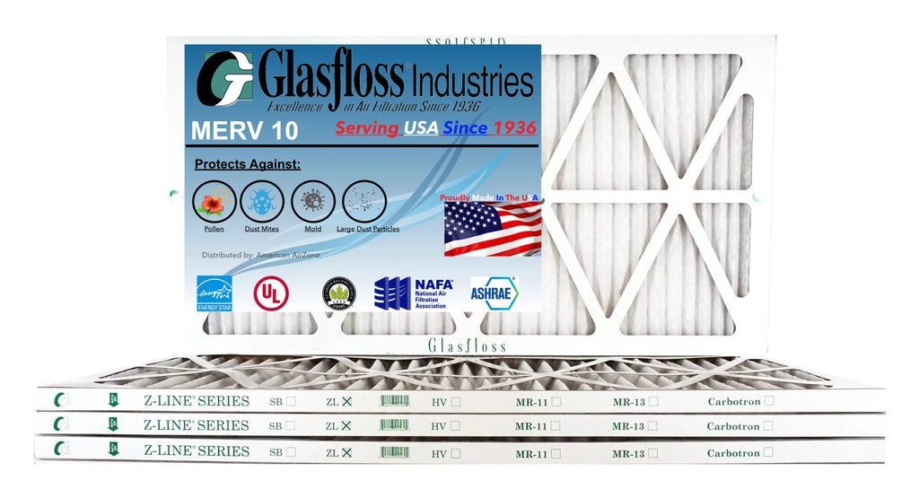 Air 7/8 Made 10 - - 17.5 Filter Size: 35.5 MERV - 18x36x1 Qty:4 inch) Furnace (Actual x in - Glasfloss USA x