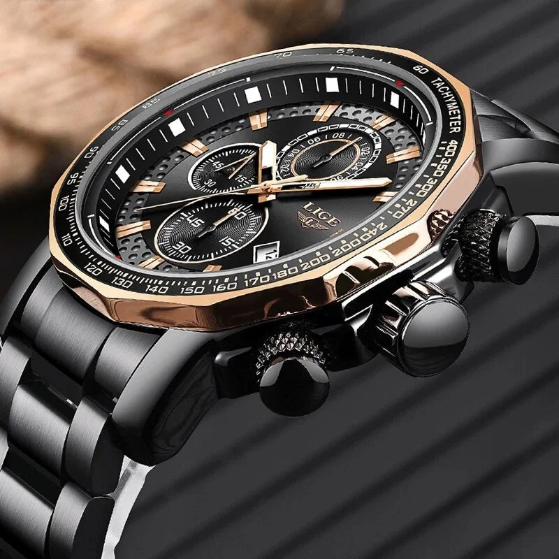 Chronograph Clock Full Mens white Men Homme Montre Top Waterproof New Big Quartz Dial Brand Luxury Watches Sport silver Steel Watch