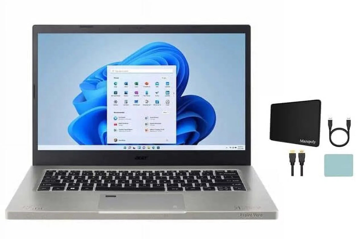Windows 1.70GHz, Laptop, SSD, Backlit Aspire 1TB Reader, RAM Accessories Keyboard, Finger acer Print Vero i7-1255U 1080p EVO Core 16GB Bluetooth, + Home, Webcam, FHD 11 LED-Backlit 14" Intel Gray