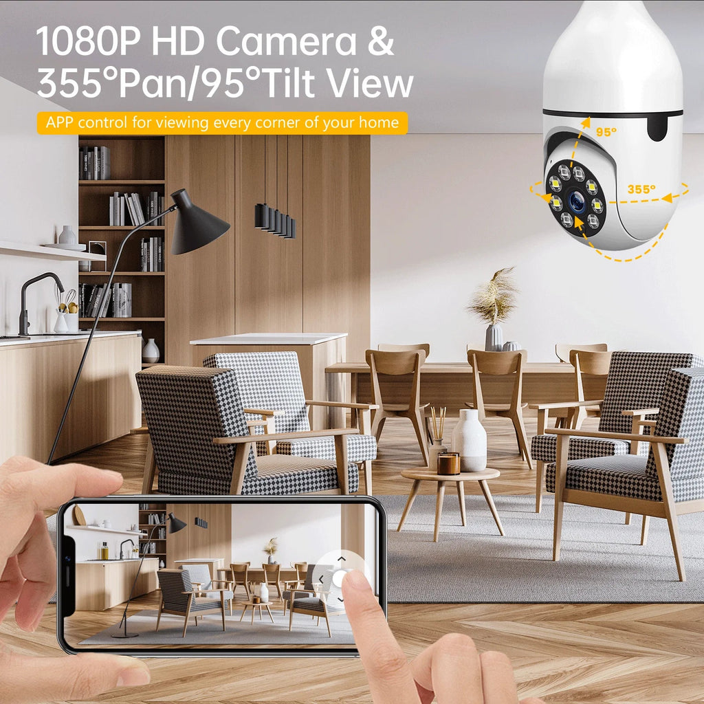 Camera Light Bulb 360° Wireless Camera Night Wifi TOGUARD Dome 1080P 2.4G Security Detection Color (2PCS) Remote IP Outdoor, Access 2-Way Vision Motion E27 Audio with Camera