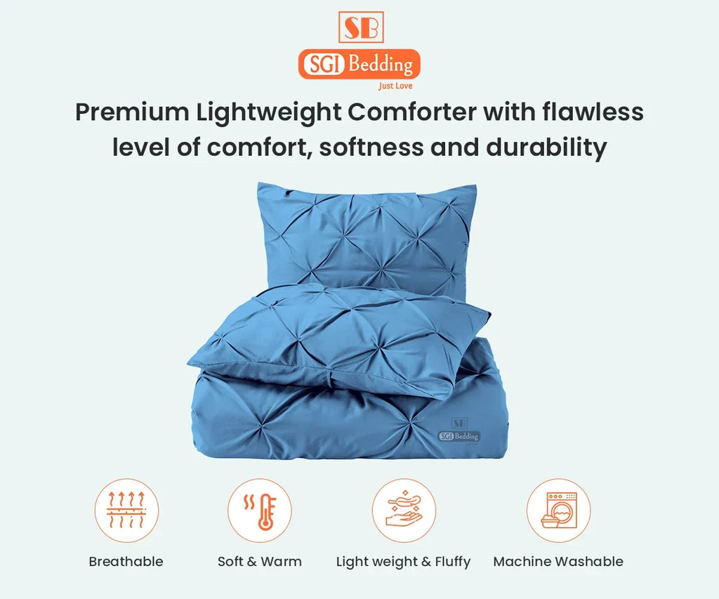 Microfiber with With Super Premium Mediterranean Fluffy GSM 300 Duvet King 1000 Shell Plush Thread Insert Pinch Blue Siliconized Egyptian Piping & Matching Comforter Fill Count Pillowcases Soft Cotton