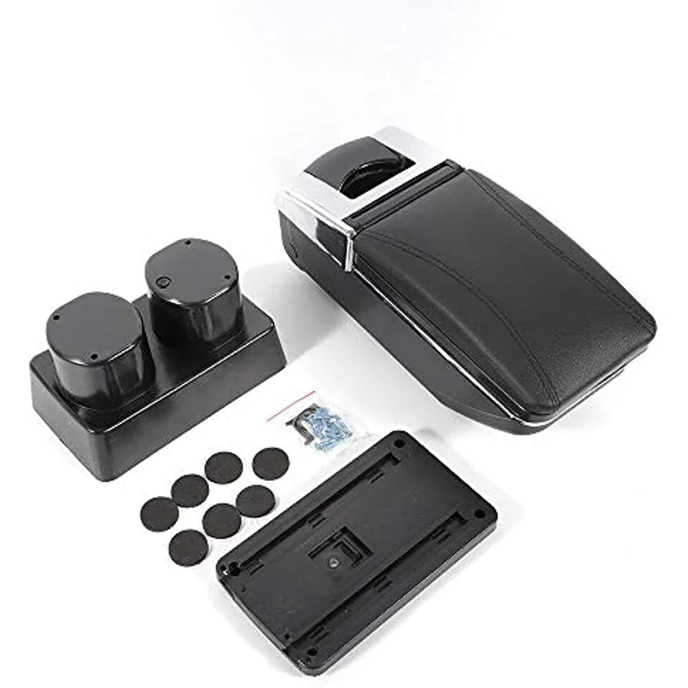 Leather For Versa Console Rotatable Tiida Armrest Latio Nissan OUKANING Center Parts Box Storage Automotive Black Body Automotive 2007-2011