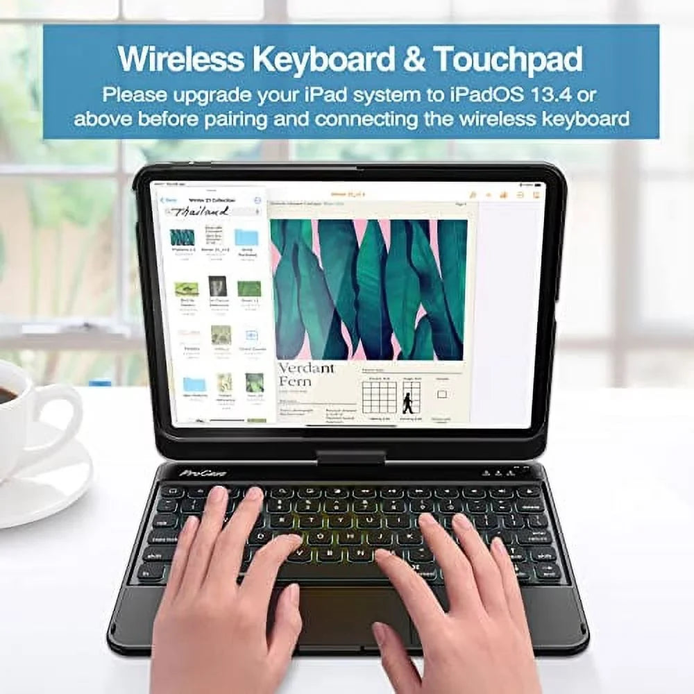 for Keyboard iPad Gen Color Case 10th for 360 Rotation 7 Multi-Touch 2022 Case 10.9 Keyboard Degree with 10th inch –Black Trackpad, ProCase Generation Backlit Touchpad iPad