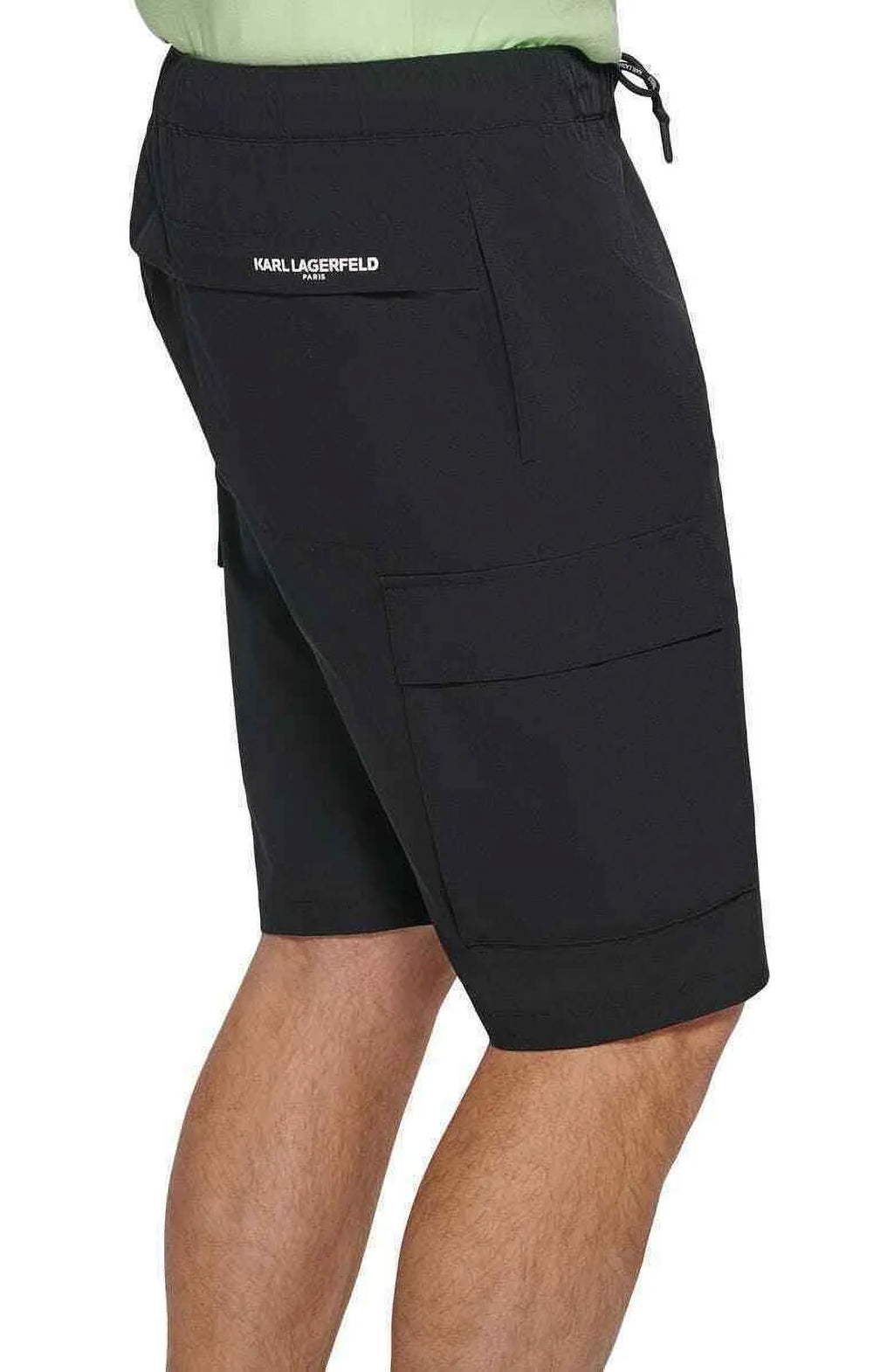 KARL Embroidered Size Large LAGERFELD Shorts Nylon PARIS Pintuck