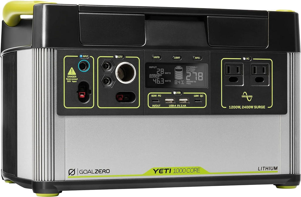 Solar and Power Yeti Station, Powered for (Refurbished) Tailgating, Emergency Goal Zero Restored Core Power 1000W Generator Camping Portable