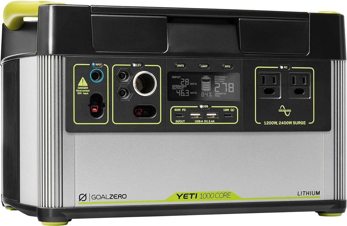Solar and Power Yeti Station, Powered for (Refurbished) Tailgating, Emergency Goal Zero Restored Core Power 1000W Generator Camping Portable