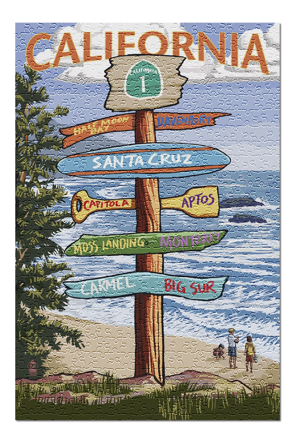 Destinations Family, Jigsaw Made Premium USA) inches, 500 Puzzle (19x27 and Cruz, for Sign Piece California, in Adults Santa