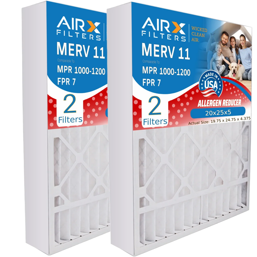 Made 7 Filter 11 AIR. 20x25x5 2 FILTERS FPR USA Premium with Air White 20x25x5 Comparable 1200 Compatible by Pack MPR Rodgers 1000, CLEAN MPR FR2000U-108 to WICKED Furnace MERV Filter & AIRX