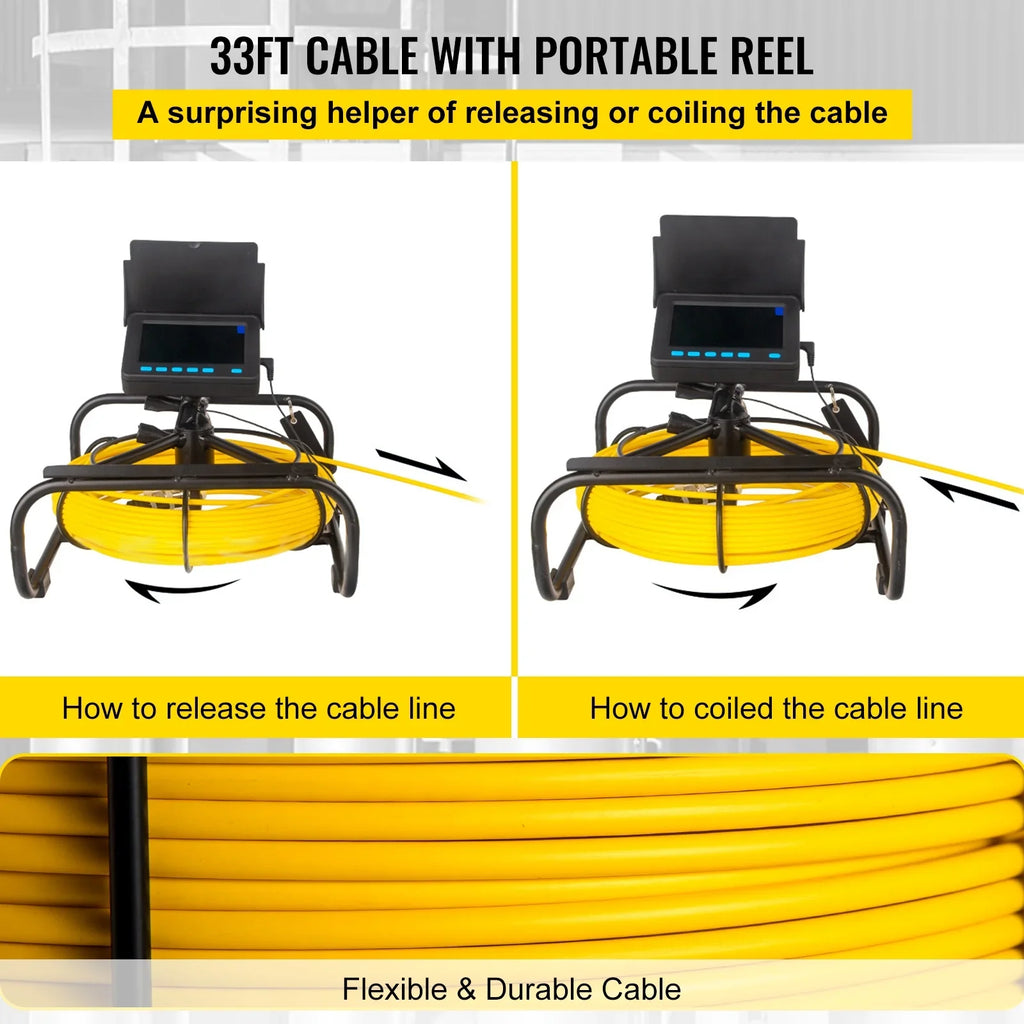 Camera LEDs with Camera Duct 8500MAH Pipeline in. 32.8FT Function Battery, SKYSHALO IP68 Waterproof TFT Lithium DVR Camera Inspection Cable Sewer Camera 4.3 Monitor 10M 6PCS Inspection LCD Screen Pipe