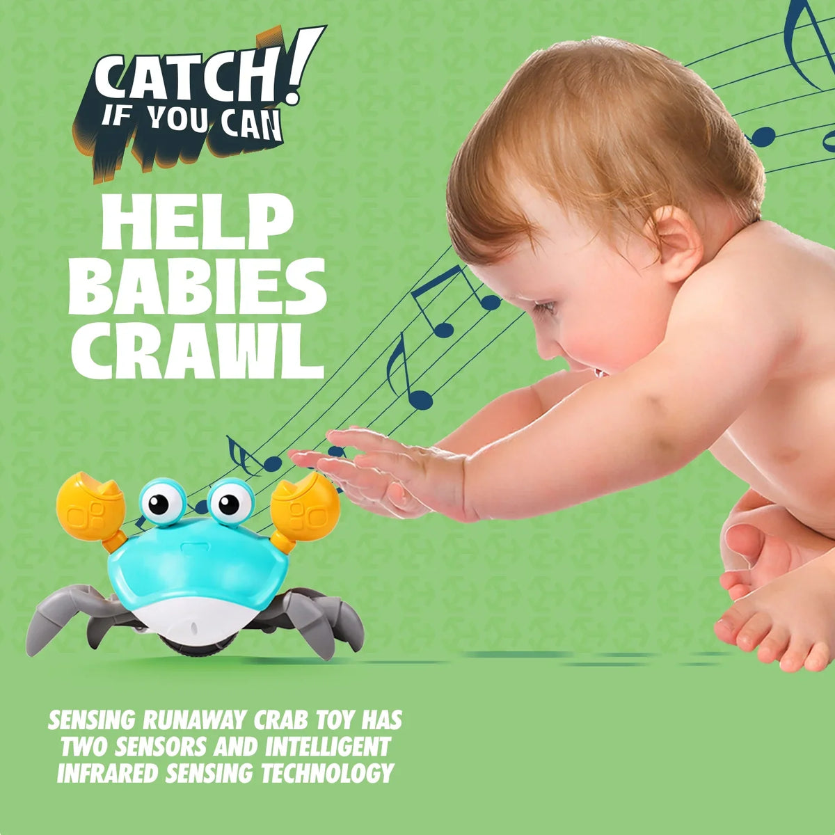 And Entertaining Kids Years And Crawl Crawling Little Cognitive Favorite And 6-12 Learning Tummy Kids - Light 0-6 Months Music Myron Gift Toddlers With Time, Development Crab Sensory For