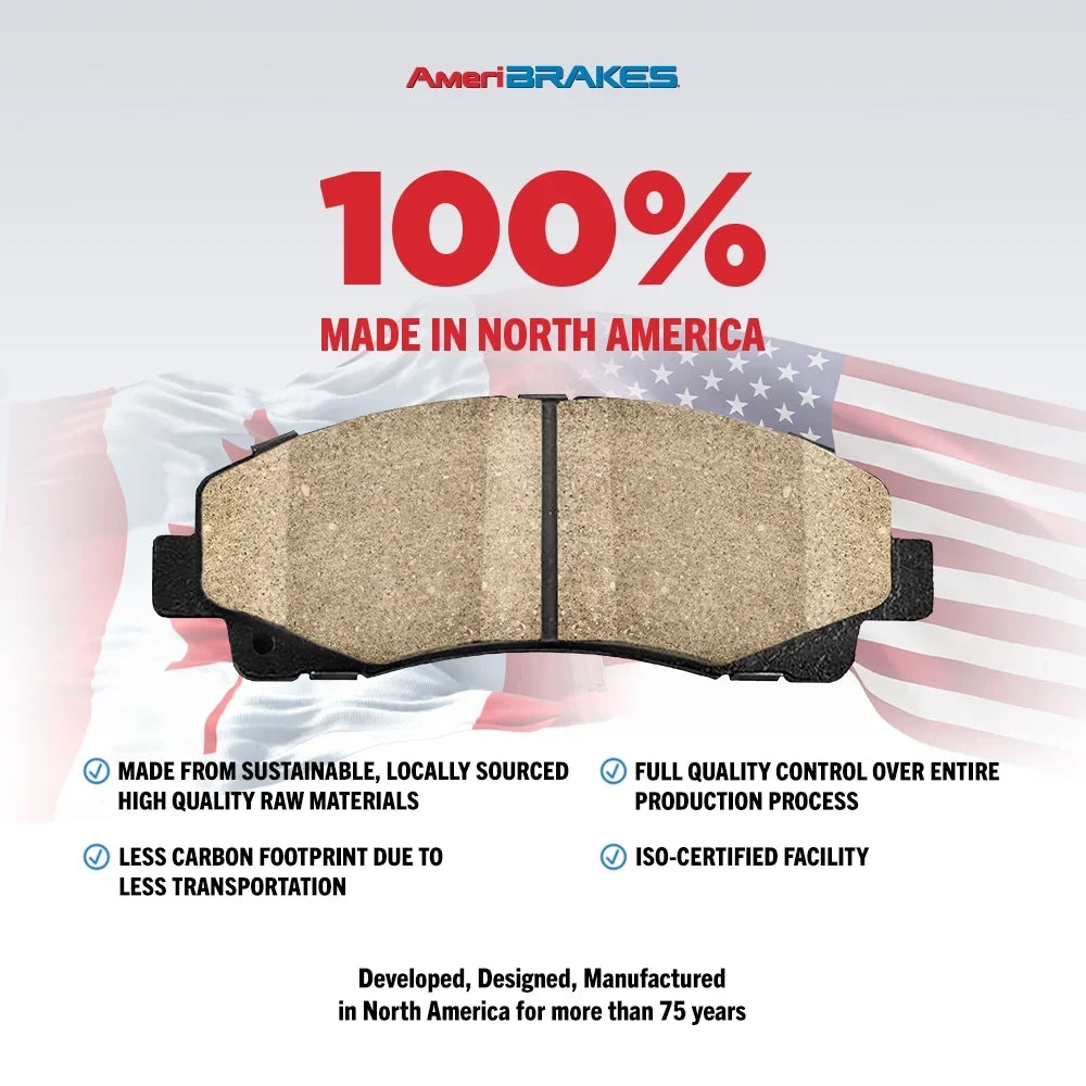 C/V Town Country Caravan Disc AmeriBRAKES KNF-100018 Front & Ram Brake Chrysler Grand Dodge Journey For Ceramic Pads Kit Rear