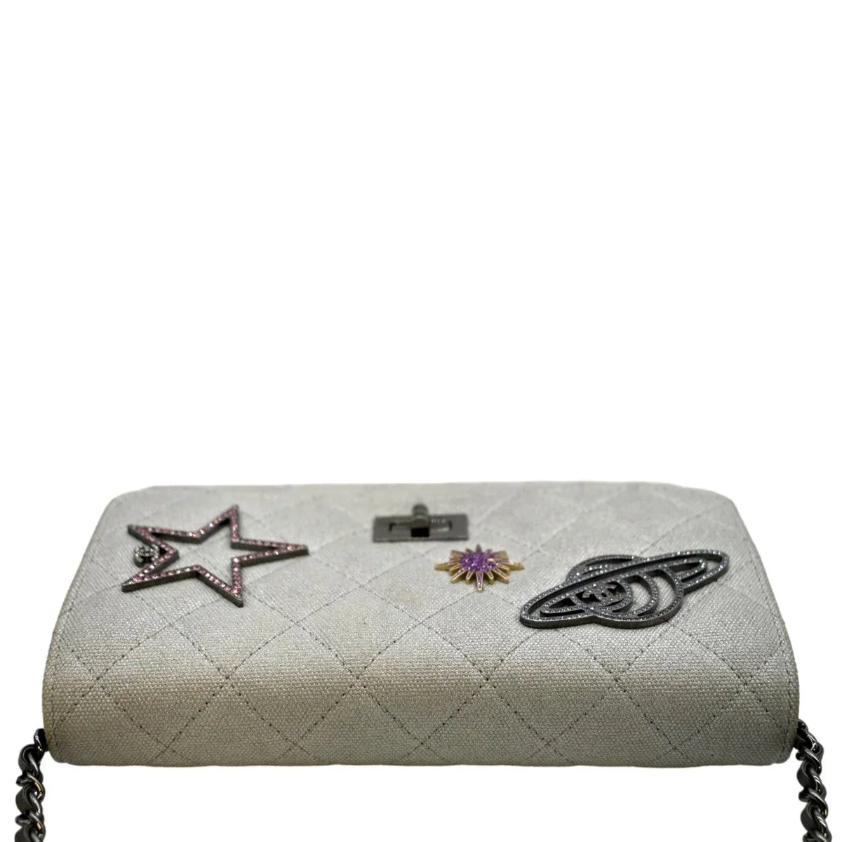 Light Canvas 2.55 CHANEL Grey Space Crossbody WOC Quilted Bag Reissue Pre-Owned Classic Charm