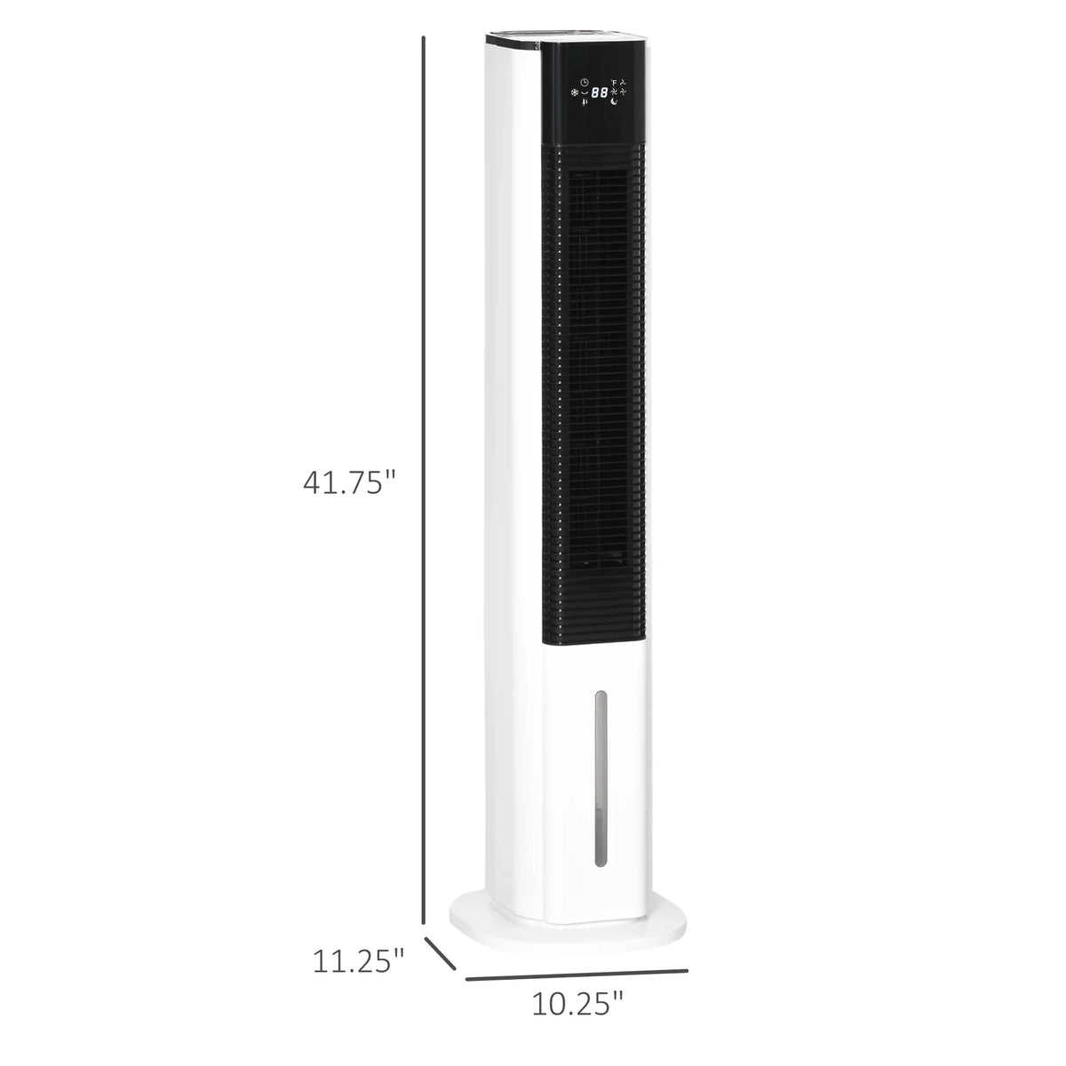 Cooling 1.6 LED Display, HOMCOM White Evaporative Oscillating, Water Air Humidifier Ice Cooler, 3-In-1 Portable Gal with Tank, Remote, Timer, and Fan 42"