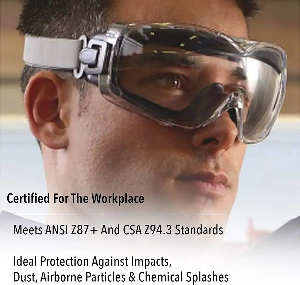 763-S3970HSF Frame Safety Safety OTG Navy Lens Goggle, Uvex North Stealth Clear