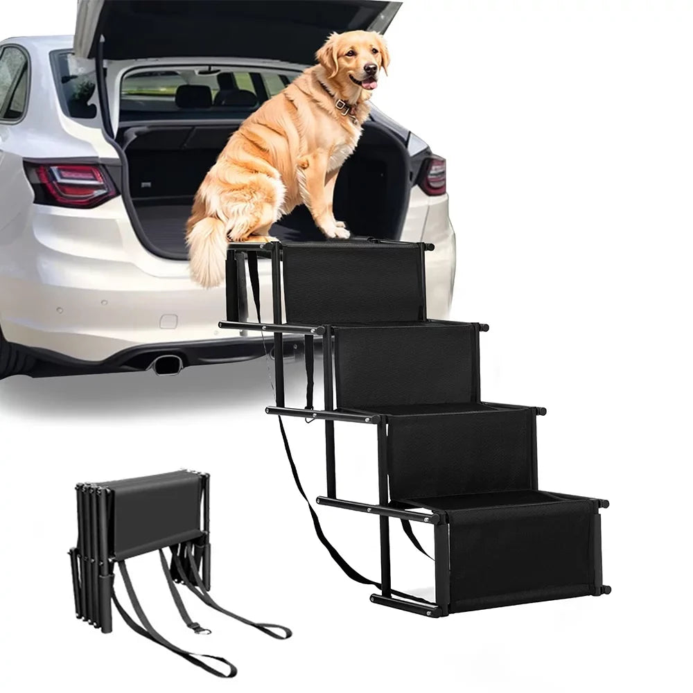 Nonslip Stairs Steps Stairs,Lightweight Portable 4 Foldable for Ramp,Metal Pet High Frame Beds,Trucks,SUV,Car Sunb