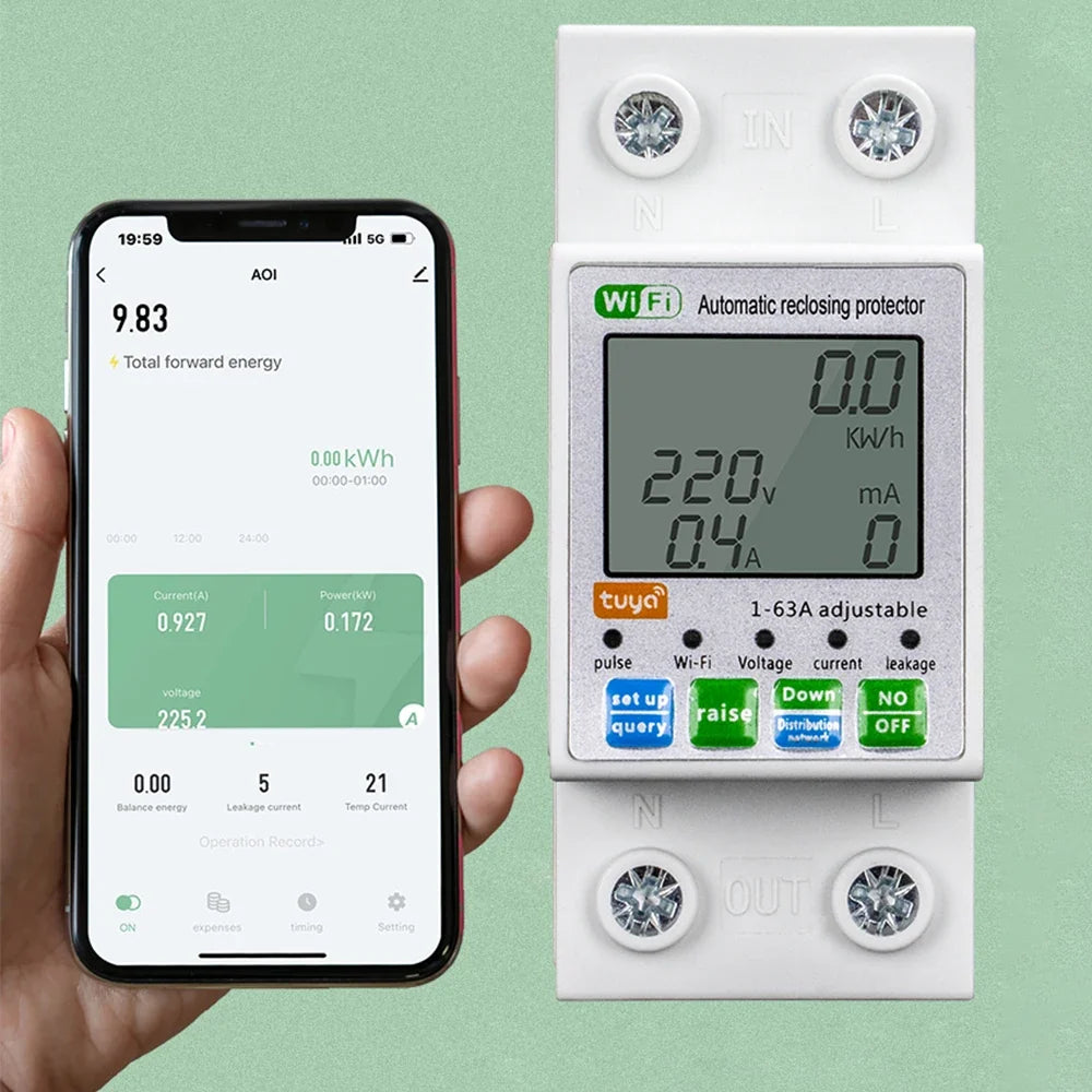 Rail Wattmeter Power Energy Din Home 220V 63A Alice Monitor WIFI Timer 110V Meter Google Meter Smart Alexa Life KWh Smart Xiaomi