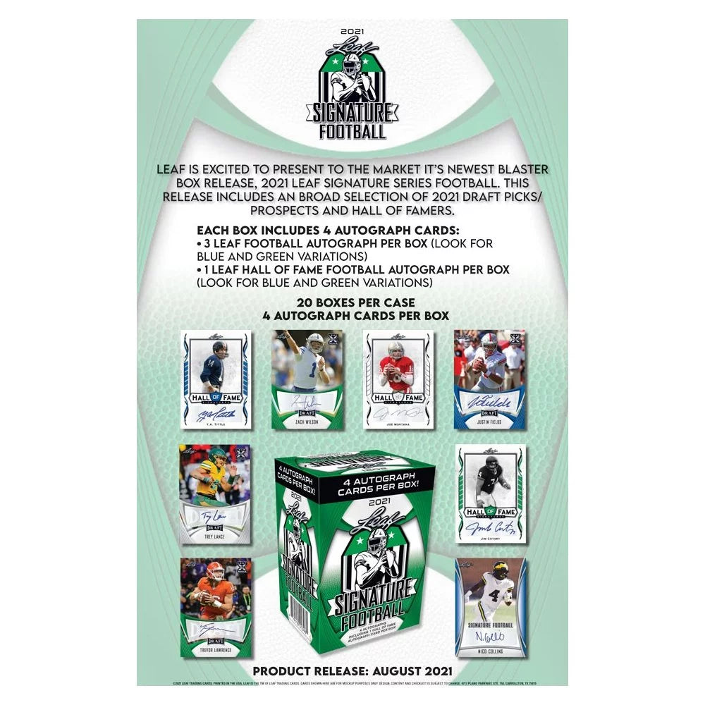 4 CARDS BOX BOX! PER AUTOGRAPH LEAF BLASTER SIGNATURE 2021 FOOTBALL -