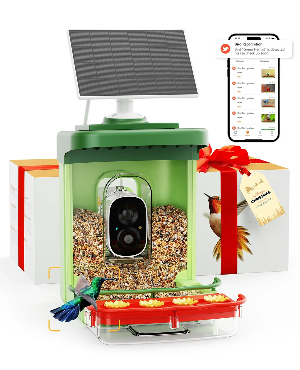 Anyone Ideal Bird Feeder Camera, in 2 HD of Capture Feeders Species, for with Gift Unique 1 Auto Camera, Birds 3MP with Camera with Hummingbird Bird Identify Close-Ups AI