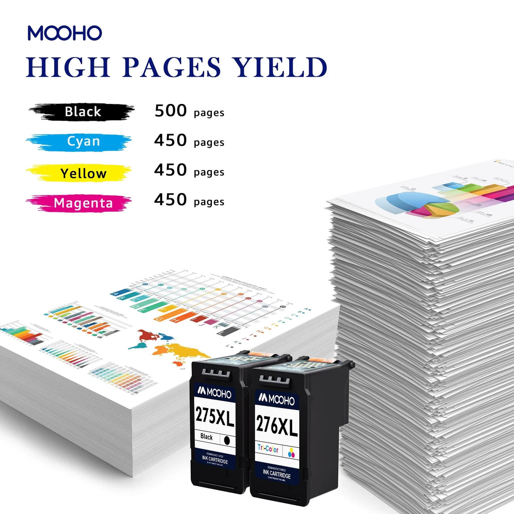 PG-275 Color) Replacement Printer(1 Combo TR4722 1 Canon 275 TS3520 with CL-276 TS3500 TR4700 PIXMA Black, XL 276 TR4720 Canon Cartridge for PG-275XL/CL-276XL Ink Compatible TS3522
