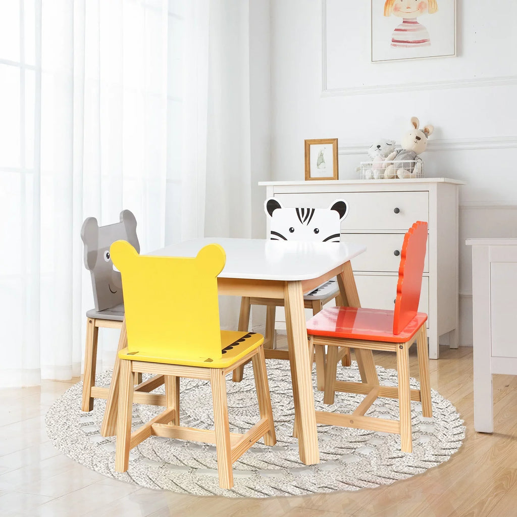 5 Drawing Kids Animals for Wood Table Chair Learning Piece Toddler 4 Crafts White Cartoon Set and Table Playing with Chairs Kids Set Table