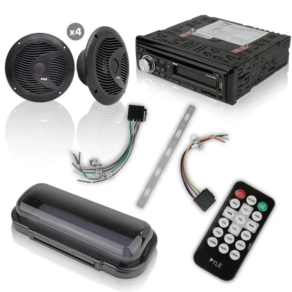 PLCDBT95MRB - Marine 6.5" Radio Kit Calling, Player, Wireless DIN Hands-Free w/Single Receiver, Readers PYLE AM/FM Radio & Stereo CD Audio Universal - Size MP3/USB/SD Waterproof Speakers, Bluetooth