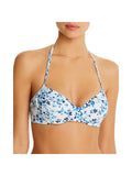 Halter Underwire Swim DD Floral Top Womens Blue Shoshanna